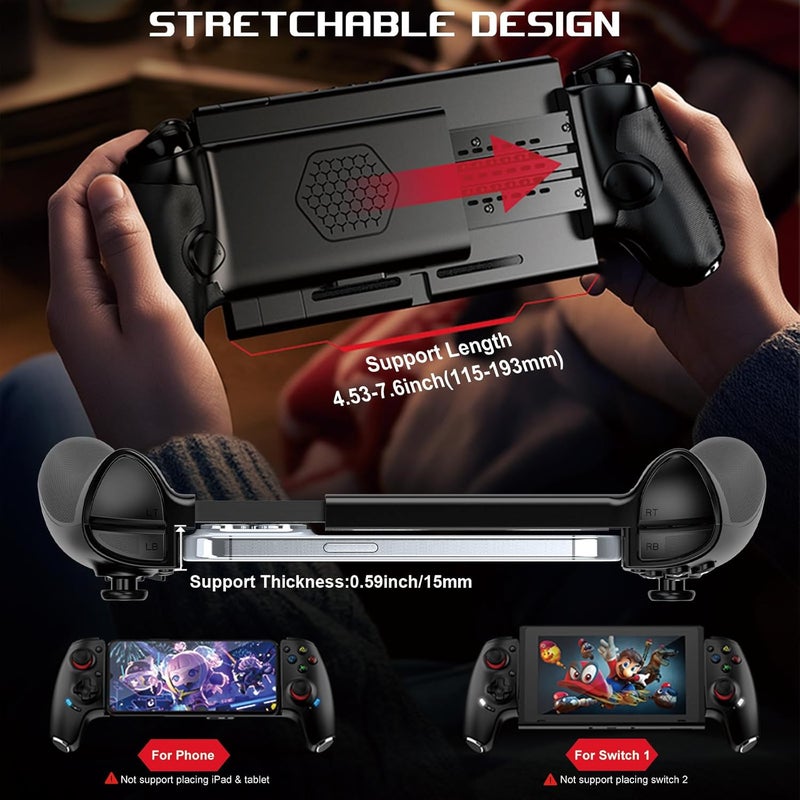 arVin Wireless Gaming Controller for iPhone/Android/PC/Switch, Bluetooth Phone Gamepad for PS Remote Play, Xbox Cloud, Steam Link, MFi Arcade Games -with Hall Joysticks/Hall Trigger/Turbo/Back Key - Image 4